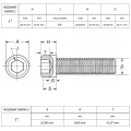 Śruba 1" UNC(8)x2,1/2"(63mm) ANSI B18.3(DIN 912) ASTM A574 (~Kl.12,9)