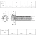 Śruba 1/2" UNC(13) ANSI B18.3(DIN 912) ASTM A574 (~Kl.12,9) rysunek techniczny wymiary