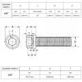 Śruba 5/8" UNC(11) ANSI B18.3(DIN 912) ASTM A574 (~Kl.12,9) RYSUNEK TECHNICZNY
