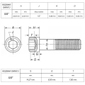 Śruba 5/8" UNC(11) ANSI B18.3(DIN 912) ASTM A574 (~Kl.12,9) RYSUNEK TECHNICZNY