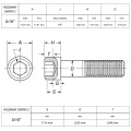 Śruba 5/16" UNF(24) ANSI B18.3(DIN 912) ASTM A574 (~Kl.12,9) RYSUNEK TECHNICZNY