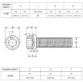 Śruba 7/16" UNC(14) ANSI B18.3(DIN 912) ASTM A574 (~Kl.12,9) RYSUNEK TECHNICZNY