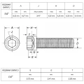 Śruba 1/4" UNC(20) ANSI B18.3 (DIN 912) Nierdzewna 18-8 (A2) RYSUNEK TECHNICZNY