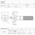Śruba No"10-UNC(24) ANSI B18.3 (DIN 7991) ASTM F835 (Kl.10,9/12,9) rysunek techniczny